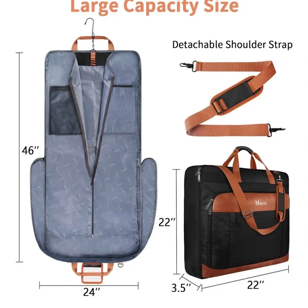 Mancro Garment Bag Suit Travel Duffel Carry On with Shoulder Strap